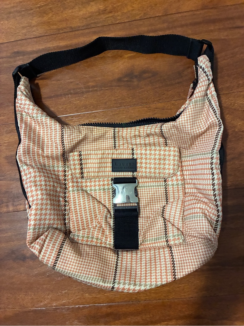 Lauren Ralph Lauren Pink & Tan Houndstooth Bag